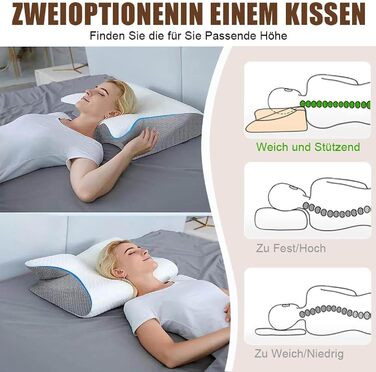Подушка Pillow Daddy для сну на боці, спині та животі з піни Memory Foam – ортопедична подушка для підтримки шиї, біла, знімний чохол
