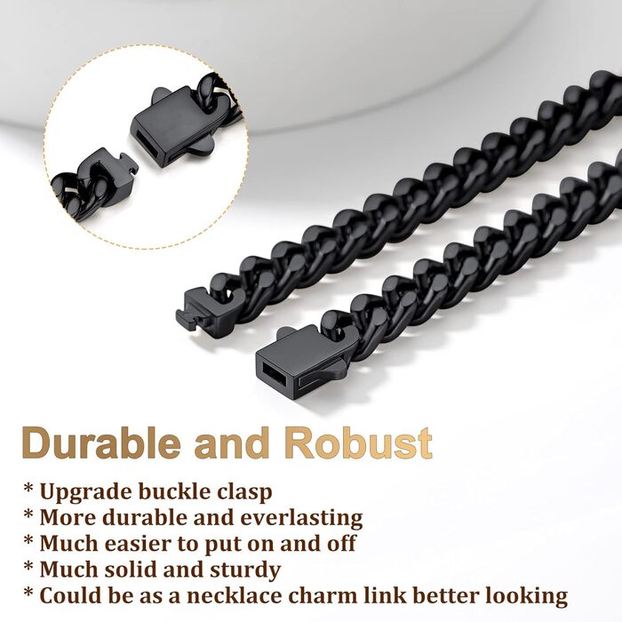Чоловіча ланцюжок Panzerkette Miami з нержавіючої сталі Bestyle, 19/21/23 см, 5/7/9/12.5 мм, з подарунковою коробкою, чорний колір