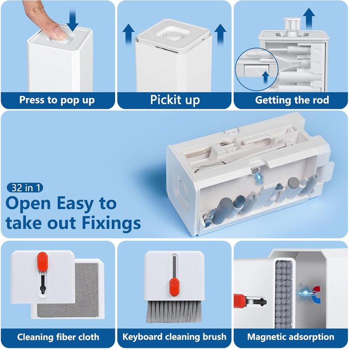 Набір для чищення Inesore 32-в-1: для AirPods Pro 3, MacBook, iPad, телефону, камери та монітора
