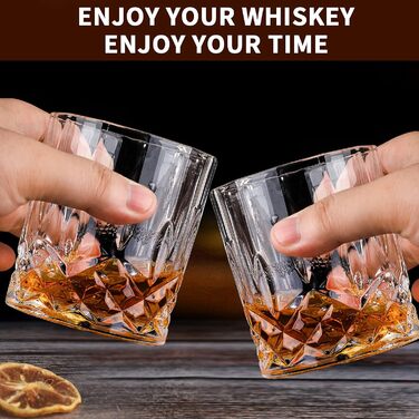 Набір склянок для віскі (6 шт.), 300 мл, кришталеві, для бурбону, бренді, рому, коктейлів, для дому, бару, вечірки, прозорі