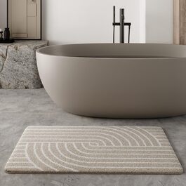 Килимок для ванної кімнати Wecon Home Hilda, бежевий, 55 x 65 см, антиковзаюча підкладка, сертифікат Oeko-Tex Standard 100, можна прати в пральній машині