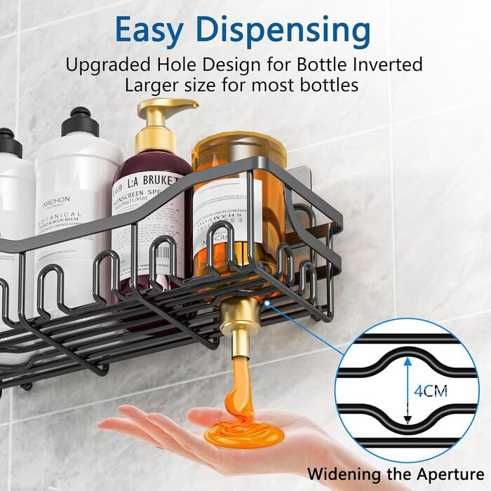 Набір з 5 полиць для душу без свердління, чорний колір. Органайзер для душу з 28 гачками, тримачем для пасти та 2 мильницею. Підходить для шампуню та інших аксесуарів для ванної кімнати.