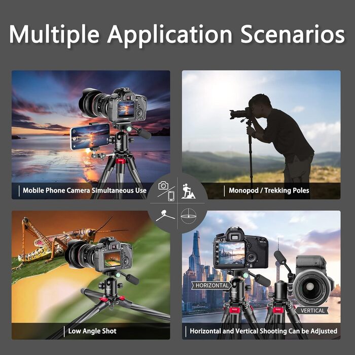 Штатив Manbily 63' з вуглецевого волокна з кульковою головкою 360° - монопод для подорожей, знімний хват, швидка пластина - штатив для DSLR Canon Nikon Sony YF-0 з хватом