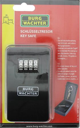 Ключниця-сейф Burg Wächter Key Safe 10 SB з 4-цифровим кодом для зовнішнього та внутрішнього встановлення, чорна