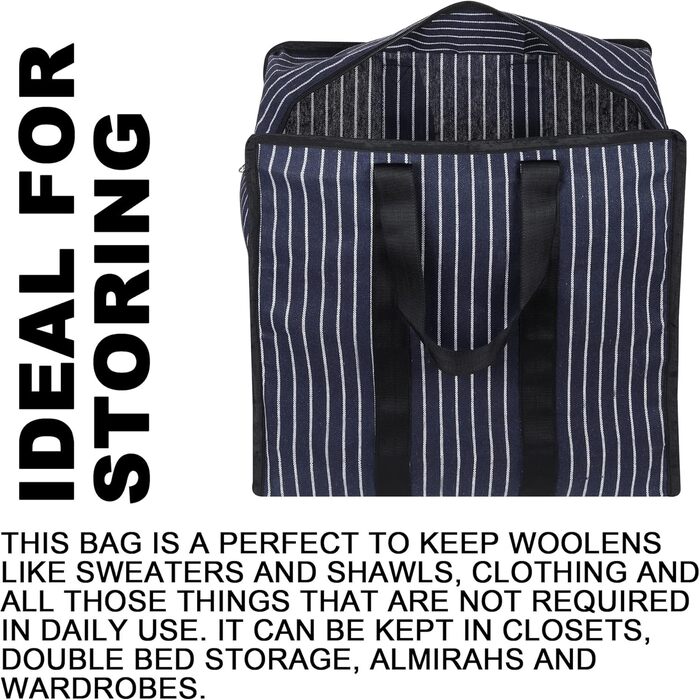 Double R Bags Multi-Purpose Canvas Shopping Bag, Extra Large, Durable, Reusable, with Strong Handles and Zippered Bottom (2 Pack, Navy Blue)