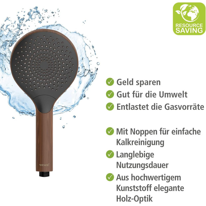Watersaving Showerhead Wood