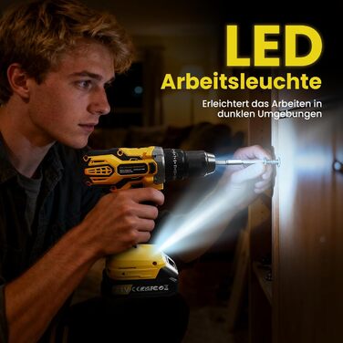 Акумуляторний дриль-шуруповерт 21V з 2 акумуляторами 2000mAh, 45Nm, 25+3 ступені крутного моменту, 10мм патрон, 27 предметів + кейс для домашніх DIY проектів