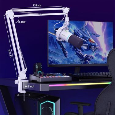 Мікрофон MAONO PD200XS XLR/USB з підсвічуванням RGB, комплект з кріпленням, програмним забезпеченням та регулятором гучності для запису, стрімінгу, геймінгу та Mac/PC