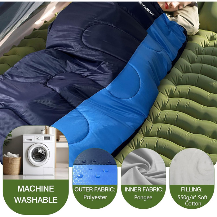 Сплячий мішок Outdoor для дорослих, зимовий, машинного прання, водонепроникний, 3-4 сезони, з компресійним мішком, для кемпінгу, походів, подорожей, 0°C, комфортний, рожевий