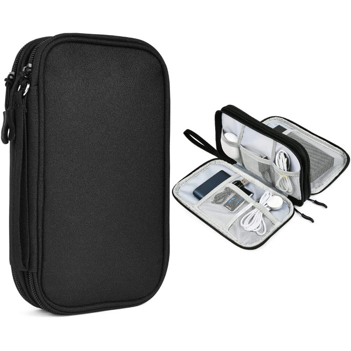 Органайзер для кабелів та аксесуарів: кейс для зарядних пристроїв, USB-накопичувачів та Power Bank (чорний)