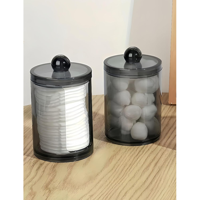 Диспенсер для ватних паличок та дисків з PET пластику, чорний. Організатор для косметики, ватних дисків, ватних паличок (Q-tips) для ванної, спальні, туалетного столика