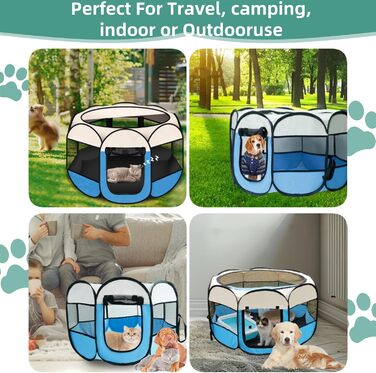 Клітка-загон для собак та котів, портативна, складна, для дому та вулиці, з дверцятами та блискавкою, Pop-Up, для кемпінгу