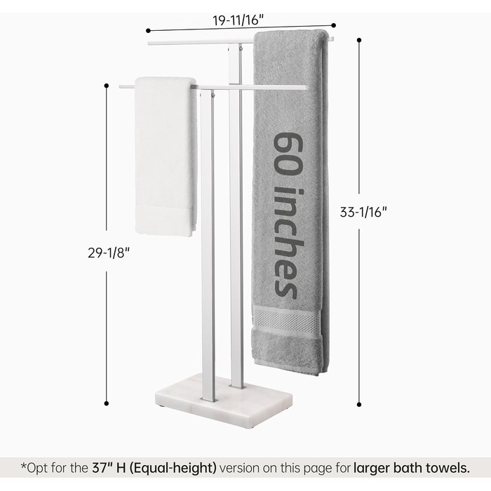 Підставка для рушників подвійна, сталева, з мармуровою основою, 84 см, BTH217-2