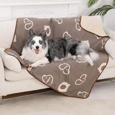 Водонепроникний килимок для собак, 152x127 см, фланель та шерпа, для середніх та великих собак, машинне прання - чорний (100x75 см, коричневий)