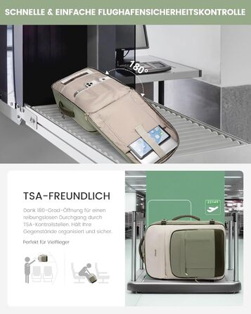 Рюкзак LOVEVOOK для подорожей: 40L, для ноутбука 17 дюймів, водонепроникний, для жінок, підходить для авіаперельотів, робочі поїздки, бізнес, вихідні. Колір: хакі (світло-зелено-бежево-оливковий)