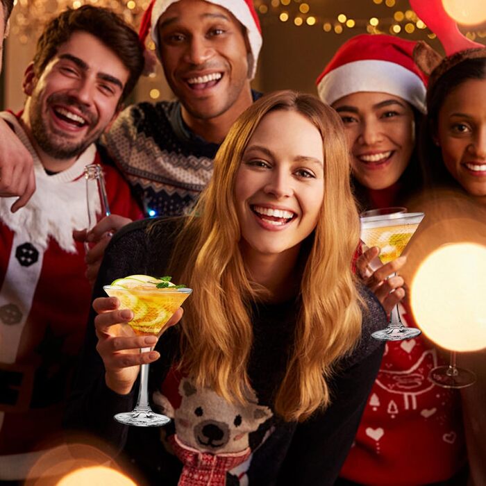 Набір келихів Мартіні, 4 шт, 180 мл, кришталеве скло, без свинцю. Ідеально для коктейлів, Мартіні, Маргаріти, вечірок та домашнього бару.