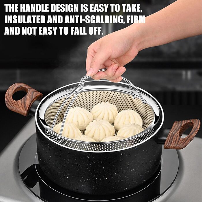 Димер для каструль, Ø14см: нержавіюча сталь 304, для приготування на пару, універсальний, підходить для каструль, сковорідок, мультиварки, швидкої каструлі, Instant Pot