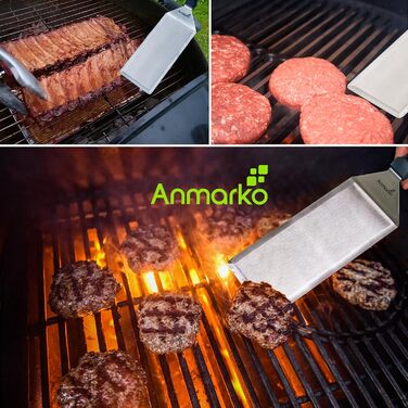Ексклюзивний набір лопаток для гриля з нержавіючої сталі — преміум BBQ набір для бургерів і м'яса, лопатка та шпатель для смаження в приміщенні й на вулиці