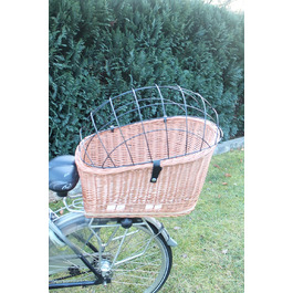 Кошик для велосипеда на багажник для собак, плетіння з лози з металевою сіткою та подушкою, XL або XXL. Кошик для багажника (XXL з подушкою)