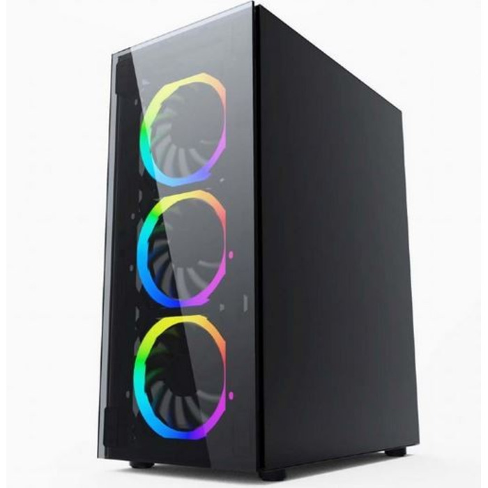 Корпус для комп'ютера Gembird Fornax 1500 RGB Midi Tower, загартоване скло, 4 вентилятори
