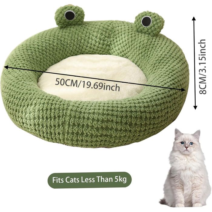 Килимок для кота з капюшоном у вигляді жаби, м'який, круглий, знімний, для зими та осені, антиковзаючий, з підкладкою, милий, мультяшний, теплий