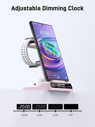 Бездротовий зарядний пристрій для Samsung Galaxy S25 Ultra, Watch Ultra/8/7/6, S24 Z Fold 6/Z Flip 6, Buds (рожевий)