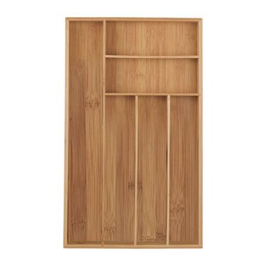 Relaxdays Bamboo Cutlery Box, 6 Compartments