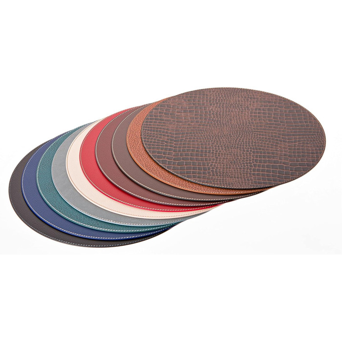 Nikalaz Placemats and Coasters made of Recycled Leather, Table Sets, 2 Piece Table Mats, Placemats 33 cm (Crocodile Embossing) (Petrol Green)
