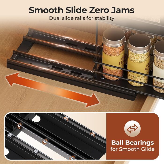 Організатор для спецій Orimade, висувна полиця для спецій, 3 шт., чорний