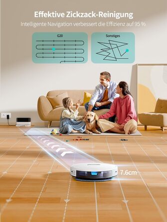 Робот-пилосос HONITURE G20 з функцією миття підлоги, 4000Pa, 3-в-1, для тварин, килимів, твердих підлог, з голосовим керуванням та пультом дистанційного керування, білий