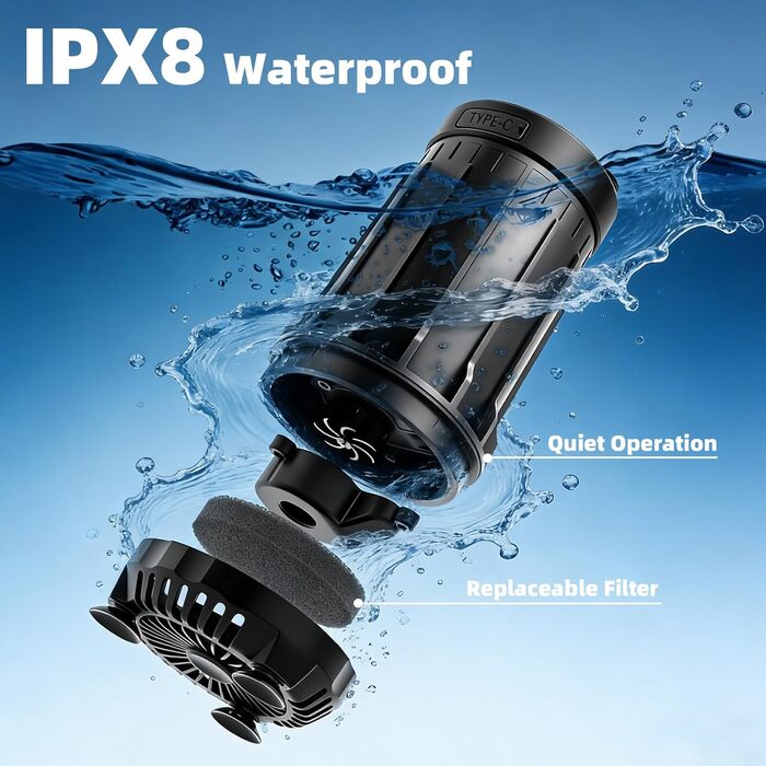 Портативний душ Uplayteck для кемпінгу з насосом, 8000mAh, водонепроникний IPX8, літній душ для подорожей, пляжу та кемпінгу