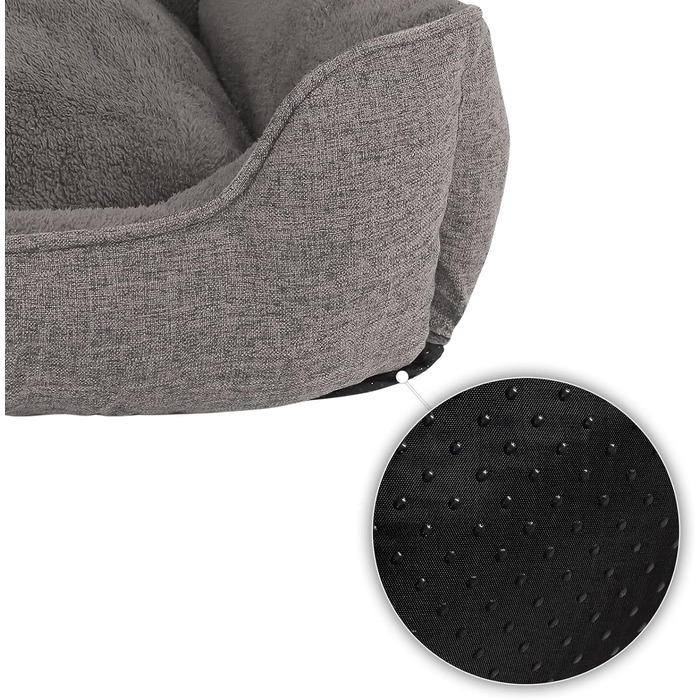 М'яке ліжко для собак Lionto знімний чохол, 75x60 см, сіре, для собак та котів