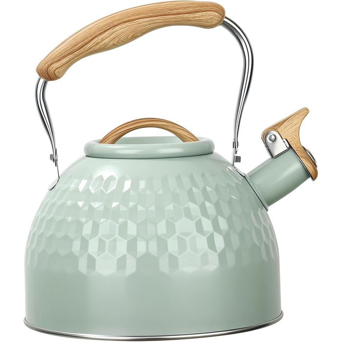 BEZORR Чайник-свисток з нержавіючої сталі, 3 літри, Ретро дизайн, для плити, індукції, газової, керамічної