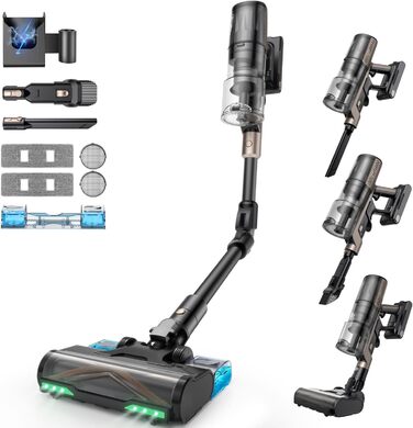 Бездротовий пилосос Proscenic P20 з функцією миття, 70KPa, 70 хв, 680W, самостійна док-станція, фільтр 6 шарів, 1,5л, для килимів та шерсті домашніх тварин, Aurum Black