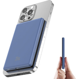 Портативний акумулятор Ntaanoo для iPhone з MagSafe, 5000mAh, 20W, бездротова зарядка, блакитний