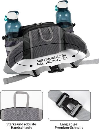 Тактична поясна сумка 6L для туризму, прогулянок з собакою, бігу, велоспорту, риболовлі та подорожей, чорна