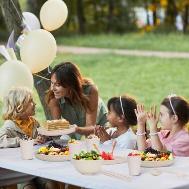 Набір посуду 48 шт. незламний, багаторазовий, пластиковий для кемпінгу, пікніка, барбекю (бежевий)