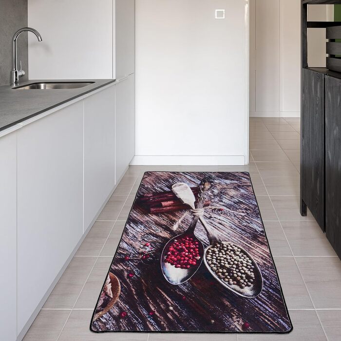 Кухонний килимок MIQNA Spice 80x300 см, чорний, протиковзкий, пральний доріжка
