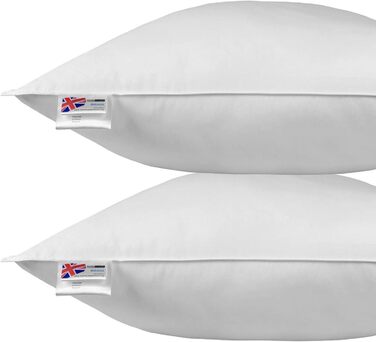 Homescapes medium-soft pillow set, 80 x 80 cm, 2-pack, goose feather and down pillow pair, Responsible Down Standard and Oeko-Tex certified, cover made of 100% cotton
