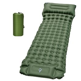 Каремат туристичний надувний Isomatte Camping 10 см з вбудованим насосом та подушкою, водонепроникний, антирозривний для кемпінгу, пляжу, подорожей, походу (Зелений)