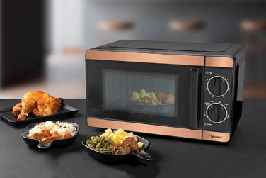 Мікрохвильова піч Bestron 700 Вт з мідною колекцією, 6 рівнів потужності, таймер 30 хв, поворотний піднос 24.5 см