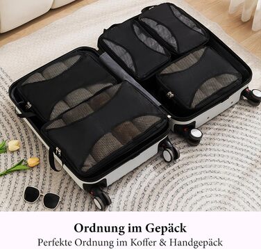 Органайзер для валізи KiwiPower, 8 шт. – комплект компресійних кубиків для одягу, чорний