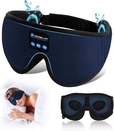 Маска для сну з Bluetooth-навушниками, 3D маска для сну, бездротова музична маска для сну для тих, хто спить на боці/спині, навушники для сну (Глибокий синій)