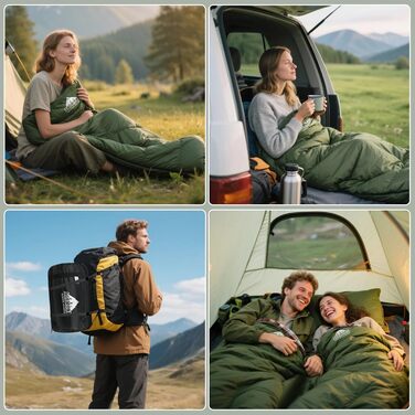 Спальний мішок Baumwoll-Flanell для дорослих: легкий, водонепроникний, 100% бавовна, для кемпінгу, подорожей та відпочинку