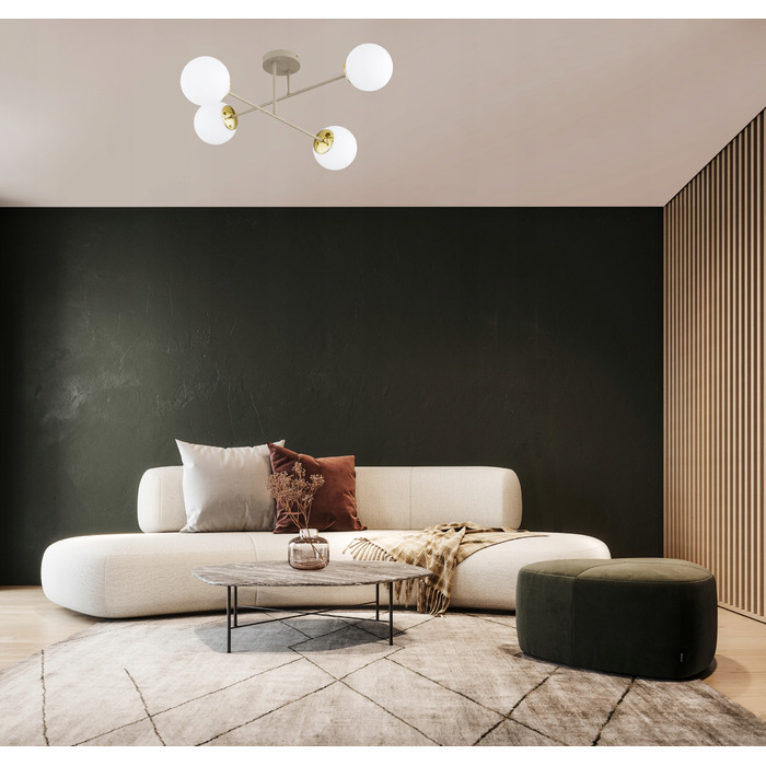 Стельовий світильник Milo Ecru бежевий, металевий, на 4 цоколі E27, 28x70 см