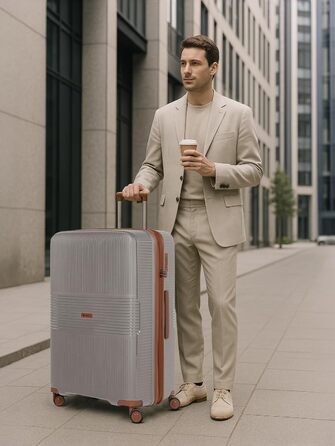 Набір валіз Eco Edition 3-в-1: міцні, розширювані, з TSA-замком | Розміри L (77 см) | Для жінок та чоловіків (Cappuccino)