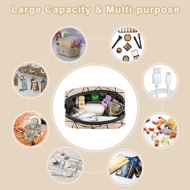 Косметичка жіноча мініатюрна, 2 шт. з PU шкіри, водонепроникна, для подорожей, чорний та бежевий