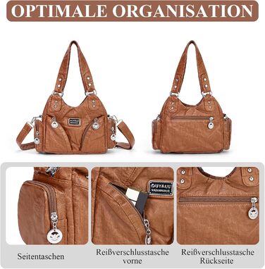 Сумка жіноча TIAASTAP Klein City Vintage коричнева шкіряна через плече Hobo Bag з багатьма відділеннями
