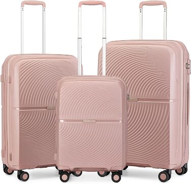 Набір валіз British Traveller: рожевий, з TSA-замком, 3 шт. (100% PP)