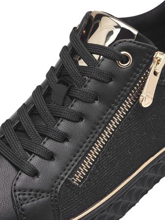 Чорні жіночі кросівки MARCO TOZZI на плоскій підошві з блискавкою, веганський матеріал, 37 EU